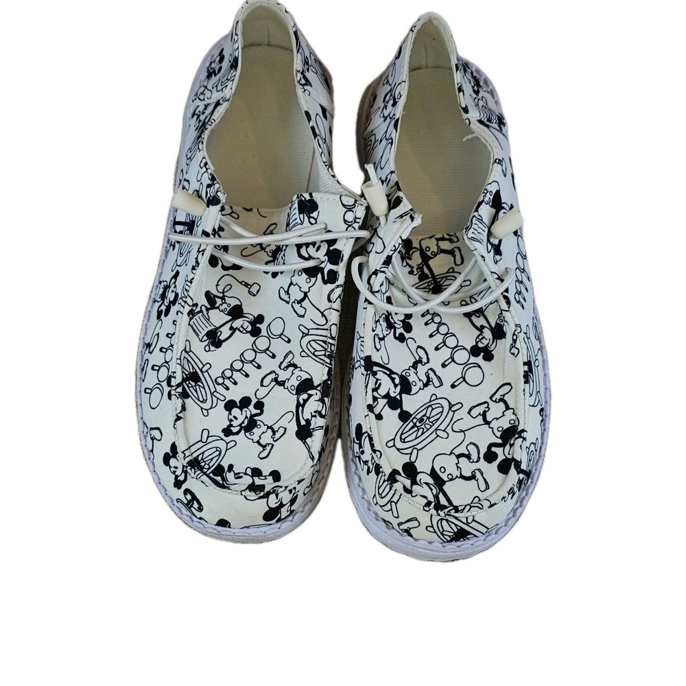 Mickey Mouse Canvas Slip On Shoes With Cartoon Print Women's Size 37 US (6.5-7)